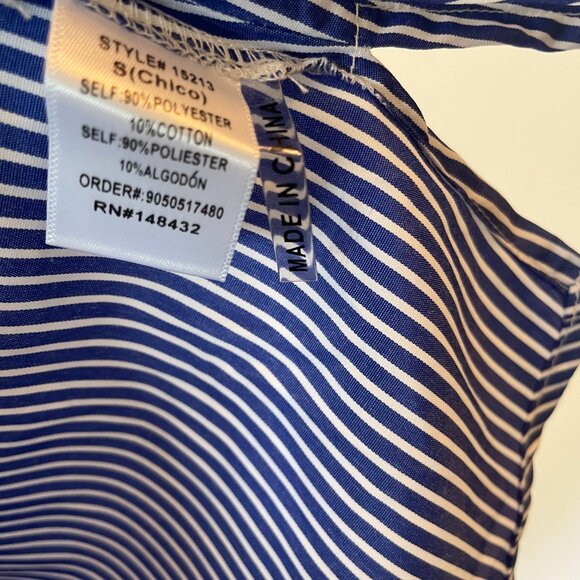Staccato Off Shoulder Nautical Striped Top Blue White Small - Picture 5 of 6
